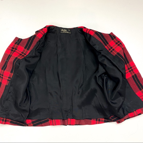 VTG 1960s Red & Black Plaid Pencil Skirt & Jacket - Picture 9 of 14